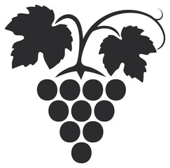 Naklejka premium Classic black grape cluster design with leaves and vine elegant simple vector illustration
