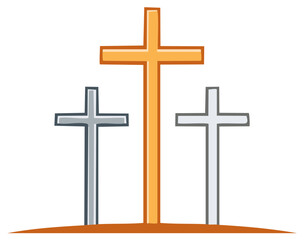 Three Religious Crosses Symbolizing Faith and Spirituality