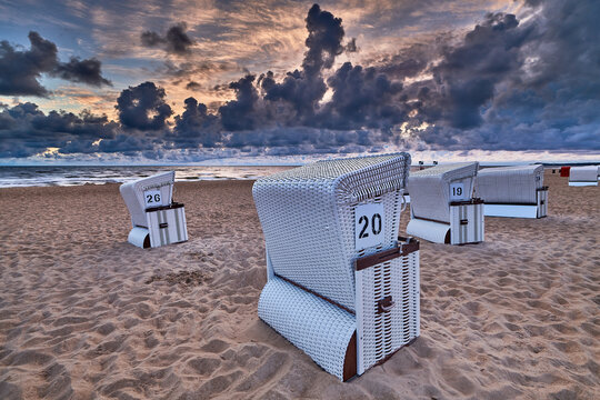 Trassenheide Beach with Strandk?rbe Under Dramatic Sky
