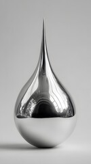 Fototapeta premium A sleek, polished metal sculpture with a teardrop shape and a pointed top