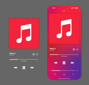 mockup of the Apple Music mobile app player interface on a smartphone