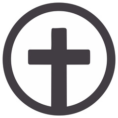 Obraz premium Christian cross emblem in circle. Religious symbol. Church icon. Faith concept.