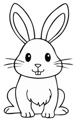 Obraz premium Cartoon outline illustration of a cute bunny rabbit with long ears