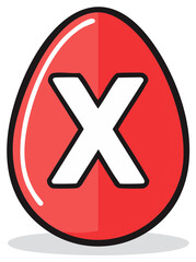Obraz premium Stylized Red Egg with a Large White X Mark for Error and Incorrect Symbol