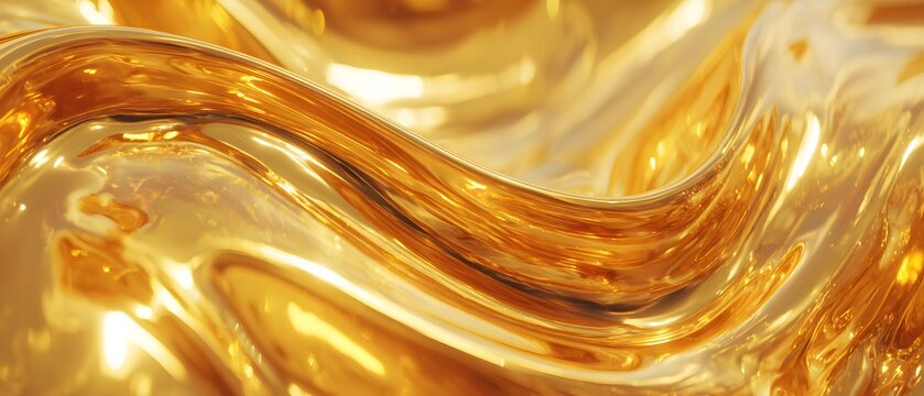 Smooth liquid gold texture with flowing curves reflecting light