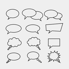 Fototapeta premium Speech Bubble Icon Set Vector – Comic Chat and Thought Balloon Outline Collection