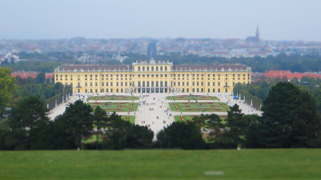 Vienna / Austria - October 6, 2015: Schonbrunn Palace or Schloss Schoenbrunn and the Great Parterre garden in Hietzing, Vienna, Austria.