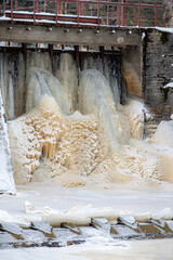 frozen water ice cascade in the river locks, © ANDA