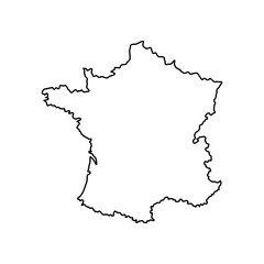 Outline Map of France with its Borders Clearly Defined