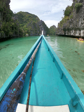 Beautiful landscape scenery in El Nido, Philippines. The Big Lagoon entrance, Miniloc Island. 