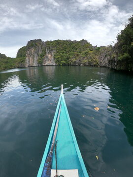 Beautiful landscape scenery in El Nido, Philippines. The Big Lagoon entrance, Miniloc Island. 
