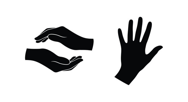 Two silhouetted hands one cupped and open representing support or protection