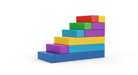Obraz premium Colorful building blocks stack growing upwards isolated on transparent background