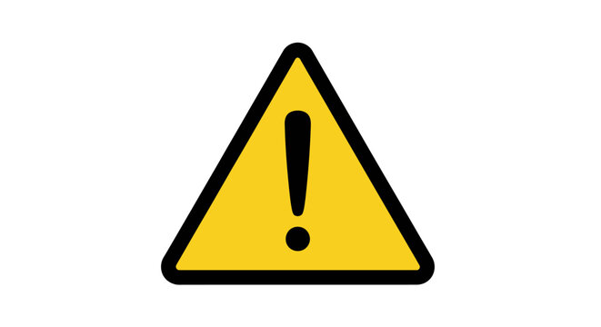 Yellow warning triangle sign with exclamation mark symbol for danger and caution alert