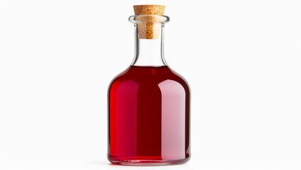 Elegant glass carafe with red liquid isolated PNG on transparent background, stylish drinkware for serving water or juice