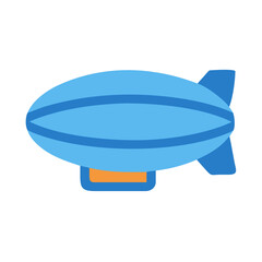 A vector airship icon with sky blue tones isolated on black background © Sharuzzaman