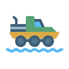 Obraz premium Stylized illustration of an all-terrain vehicle traversing water on a black background