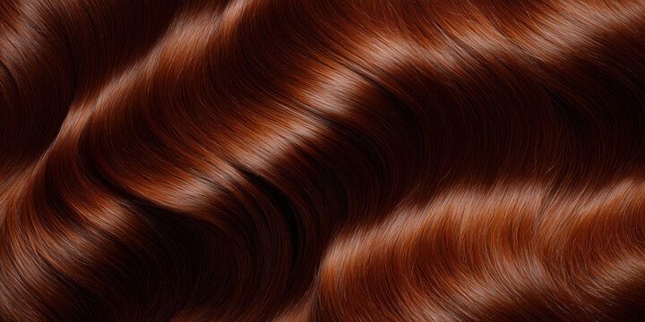 Wavy shiny red hair showing highlights and texture
