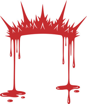 Red dripping crown of thorns vector illustration for Easter, Good Friday, and religious graphic design