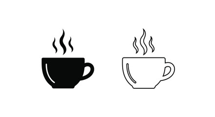 Obraz premium Simple black and white illustration of two steaming coffee cups