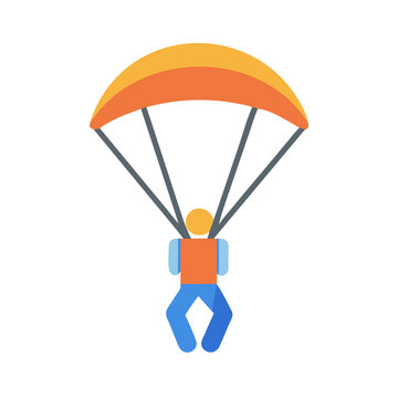 Flat vector of a person paragliding against a black background