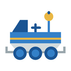 A simple blue and yellow rover icon, isolated on black backdrop © Sharuzzaman