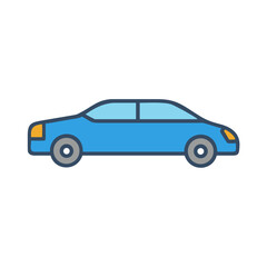 Fototapeta premium Stylized blue car illustration on a black background in a flat design style