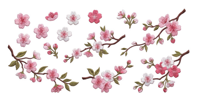Cherry Blossom Branches Embroidery Design: Spring Floral Set