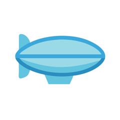 Stylized flat illustration of a blue zeppelin on a black background © Sharuzzaman