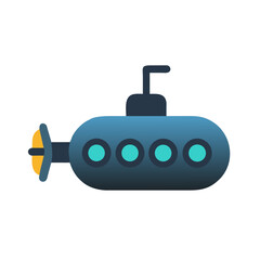 Fototapeta premium A cartoon-style blue submarine with rounded features against a dark background