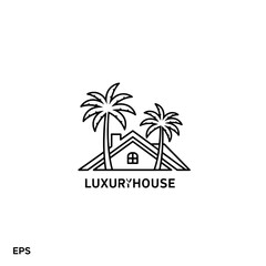 Obraz premium Luxury House Logo With Palm Trees