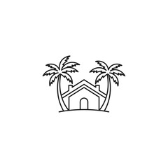Obraz premium Palm Trees Framing A House Icon