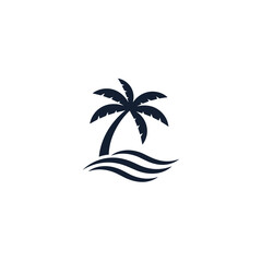 Obraz premium Palm Tree and Ocean Waves Icon