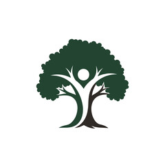 Obraz premium Tree with Human Silhouette Inside Trunk and Canopy