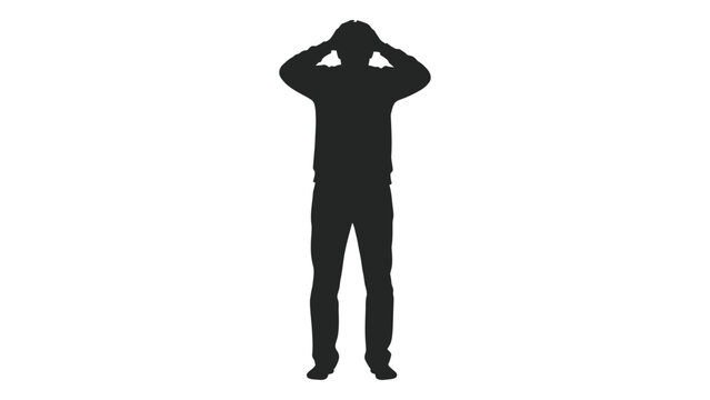 Silhouette of a person with hands covering ears suggesting distress or blocking sound