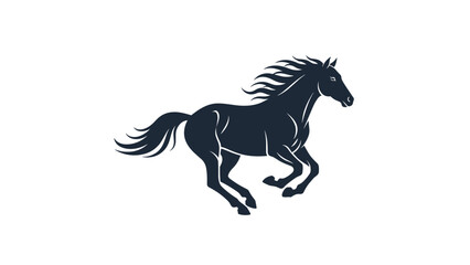Silhouette of a Galloping Black Horse