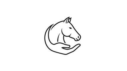 Fototapeta premium Horse Head Resting on a Caring Hand Silhouette