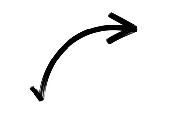 Modern black arrow pointing right with brush stroke effect