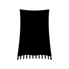 Black textured wall hanging with fringe detailing on the bottom edge Vector, illustration