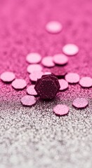 Pink Confetti and Rose on Surface.