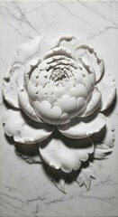 White Marble Lotus Flower Sculpture Closeup.