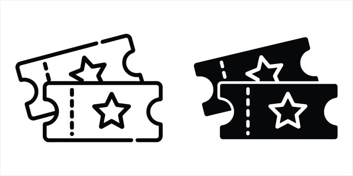 Two Star Tickets Outline and Solid Fill Icons cinema movie