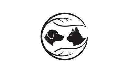 Obraz premium Pet Care Logo with Dog and Cat Silhouette