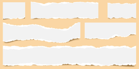 set of torn paper banners. Blank tape or paper torn rip edge strip piece. Vector illustration.