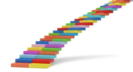 Fototapeta premium Colorful stacked books staircase growth concept 3d illustration isolated on transparent background