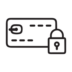 Fototapeta premium Credit card with lock vector icon in black outline style 