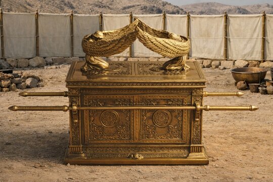 Golden Ark of the Covenant Replica in Desert Camp