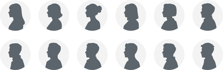 Collection of Diverse Human Profile Silhouettes vector