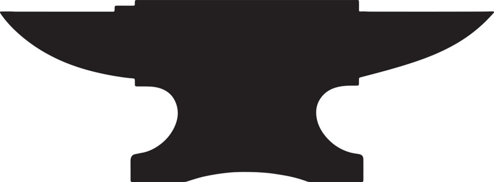 Black silhouette of a traditional blacksmith anvil on a white background also transparent background