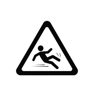 Vector illustration icon warning sign with slipping person icon on, caution symbol for hazard or danger
